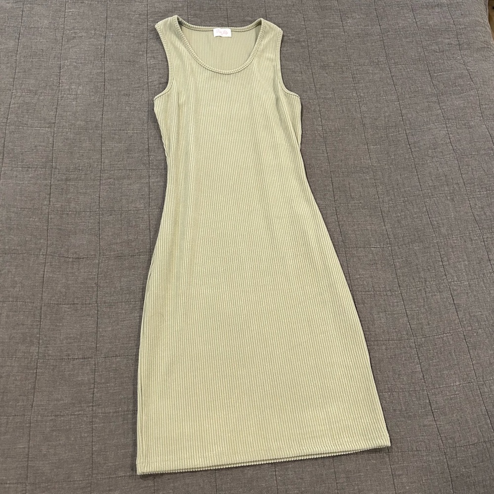 MOVING SALE Pink Lily Olive Green Ribbed Bodycon Dress Size Small - Never Worn